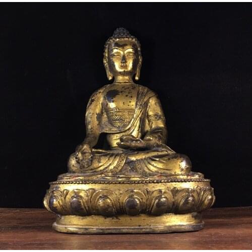 10"Chinese temple collection Old Bronze Cinnabar Lacquer Sakyamuni Medicine Buddha Sitting Buddha Ornaments Town House