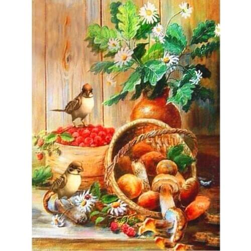 Kitchen diamond mosaic full square fruit bird embroidery painting rhinestone wall sticker decor diamond art needlework handcraft