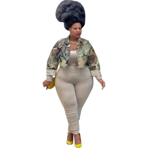 Camouflage Printed Tops Jacket for Women Plus Size 4XL 3XL Vintage Retro Casual Long Sleeve Coats Outwear Tops Streetwear