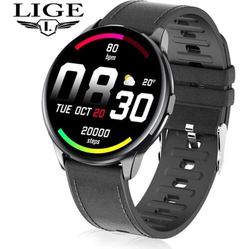 LIGE Smart Watch Men Full Touch Screen Heart Rate Blood Pressure Pedometer Watch Sport Waterproof Smartwatch reloj inteligente