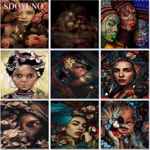 SDOYUNO DIY Pictures By Numbers Flower girl Kits Drawing Canvas HandPainted Oil Painting By Number Dancer Figure Home Decor