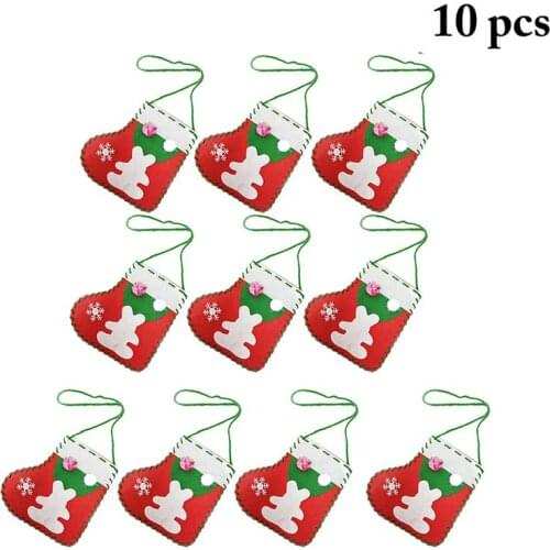 Christmas Stocking Sewing Kit DIY 10 Sets Mini Gift Bag Xmas Stocking For Kids Christmas Party Supplies Kids Gifts