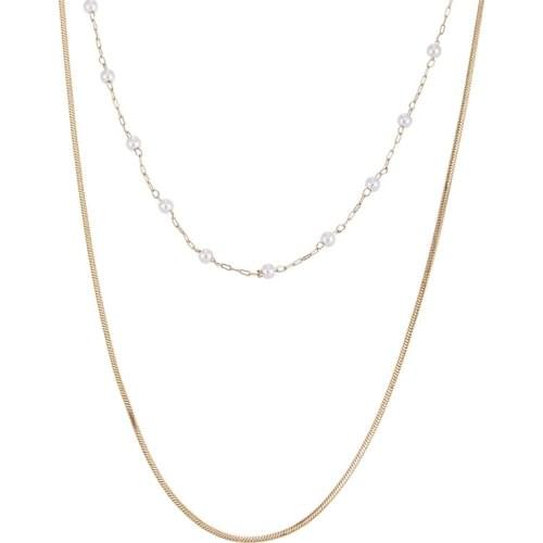 ONYSS New Fashion Multi layers Little Pearl Necklace Unisex Simple Design