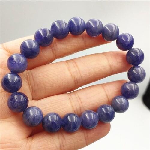 Genuine Natural Tanzanite Blue Bracelet 10mm For Women Men Gemstone Gift Stretch Jewelry Crystal Fashion Bracelet AAAAA