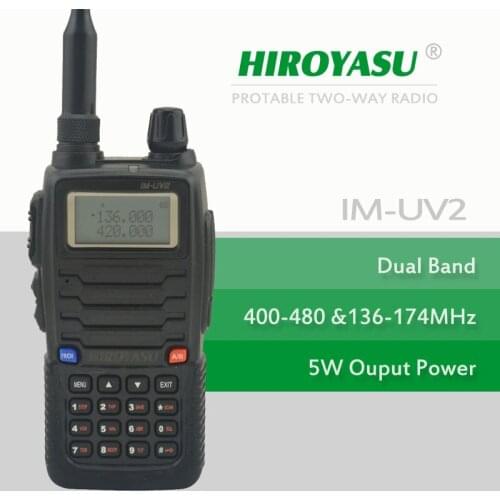 Color Black HIROYASU IM-UV2 136-174MHz & UHF400-480MHz Dual Band 5W/4W 128CH FM 65-108MHz Portable Two-way Radio FM Transceiver