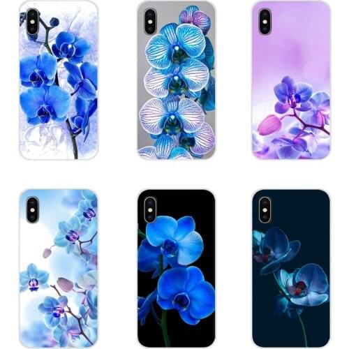 Transparent TPU Case Covers For Samsung Galaxy J1 J2 J3 J4 J5 J6 J7 J8 Plus 2018 Prime 2015 2016 2017 Blue Orchid Flower Artwork