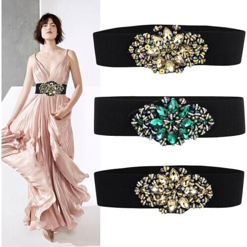 Green Handmade Rhinestone Belt Crystal Wedding Dress Belt Party Belt Sash Waist Belt Satin Ribbon Gold Wedding Accessories