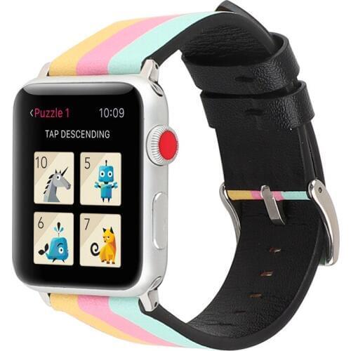 Genuine Leather Strap For Apple Watch Band 1 2 3 4 Striped bracelet Replace Wristband for iwatch 44/40/42/38mm Accessories Belt