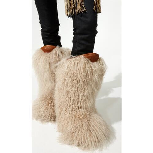 Luxury Sexy Faux Fur Winter Boot Black Warm Flat Snow Bootie Fashion Ankle Short Bootie For Girls