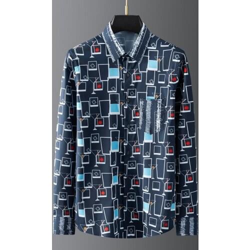 2021 New Irregular Plaid Mens Shirt Long Sleeve High Quality Slim Fit Casual Social Business Dress Shirts Men Chemise Homme