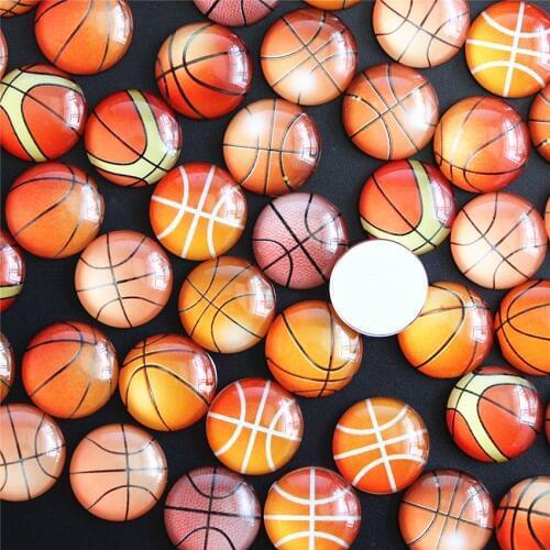 8mm 10mm 12mm 14mm 16mm 18mm 20mm 25mm Basketball Pattern Glass Cabochon Flatback Photo Base Tray Blank DIY Making Accessories