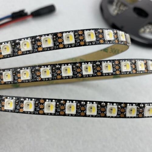 SK6812RGBW(6500K) led addressable strip;100leds/m;8mm wide PCB;DC5V;2m a roll;non-waterproof;BLACK PCB
