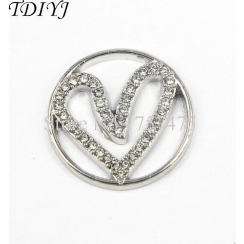 TDIYJ New Arrival 22mm Floating Locket Window Plates Heart Floating Charms for Floating Locket as Girlfriend Gifts 10pcs