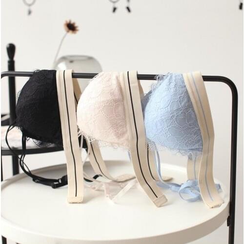 HONVIEY thin bra and panty set adjustable straps french Girl triangle cup lace Sexy wirefree seamless push up bralette set