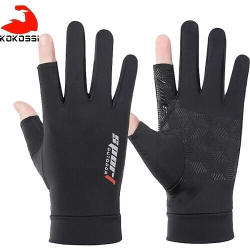 KoKossi Spring Summer Stretch Ice Silk Gloves Cool Breathable Lightweight Soft Comfortable Non-slip Wear-resistant Fishing Glove
