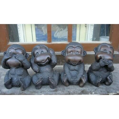 Xd 002710 Chinese pure bronze eximous five Monkeys statue