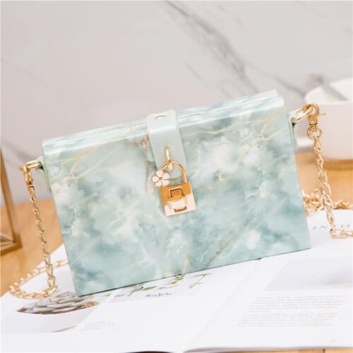 Women bag PU Box Lock Fashion Marble Stone Hasp Hard shoulder bag purses and handbags luxury designer