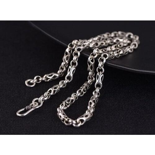 925 Sterling Silver Necklace Men Horsewhip Snake Chain Hip Hop Thick Silver Necklace Punk Rock Fine Jewelry Vintage Blace Singer