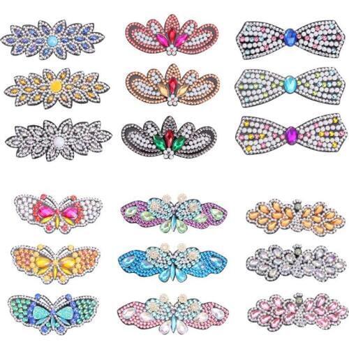 3pcs DIY Full Drill Diamond Painting Hair Clip Butterfly Leaf Barrette Hairpin Handmade Bobby Pin Hairpin Hair Styling Headdress