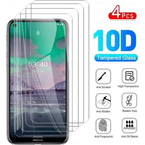 4Pcs Full Cover Protective Glass For Nokia 3.4 Phone Tempered Glass Screen Protector Film For No Kia Nokia3.4 5.4 6.39" TA-1288