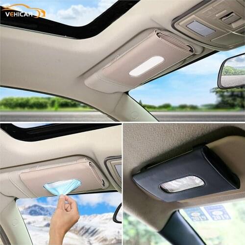 VEHICAR Car Tissue Holder Sun Visor Tissue Box Holder Sun Visor Napkin Holder PU Leather Tissue Box Car Interior Assecories