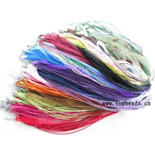 Free Shipping Necklace Cord, Organza ribbon and cotton wax Necklace cord Findings Wholesales, 100pcs/lot