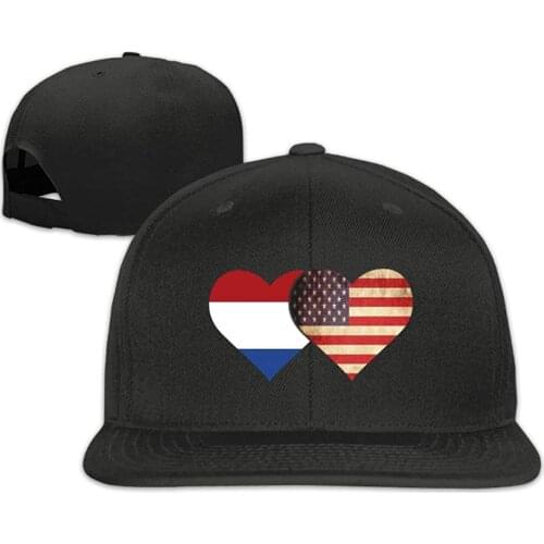 Netherlands Flag And American Flag Baseball Caps Grid Men Women Hip Hop Hat Adjustable Trucker Cap Bandanas