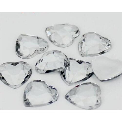 4-30MM Bling White Clear Heart Shape Acrylic Rhinestones Flatback Acrylic Stones no Glue for Hand Craft Arts Decoration