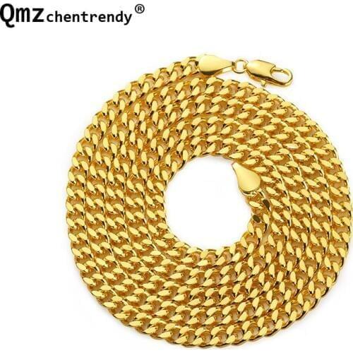 Hip Hop Womens Mens Electroplated Miami Cuban Link Chain Gold Silver Color Necklace Hipster Copper Jewelry Chain For gift