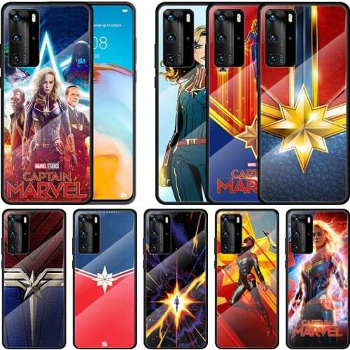 Tempered Glass Cover Marvel Super Hero Captain For Huawei P40 P30 P20 P10 Pro Plus Lite 5G 2019 Phone Case