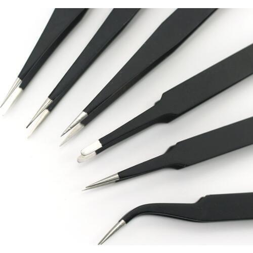 Black Tweezers Curved Straight Eyelash Extension Nails Decor Precision Picker Dead Skin Remover Manicure Makeup Nail Tools