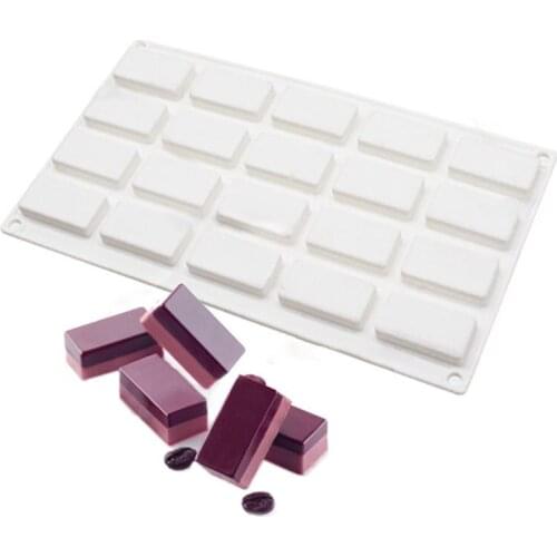 DAISUHOOM 20 Cavity Small Square Silicone Cake Mold for Chocolate Mousse Chiffon Cheese Dessert Bakeware Moulds Decorating Tools