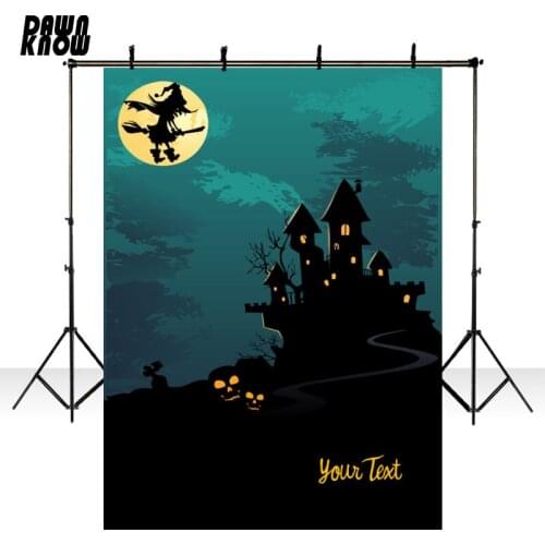 DAWNKNOW Cartoon Night Moon Castle Photography Background Photocall Children Witch Photo Shoot Backdrop Baby Photo Studio HA017