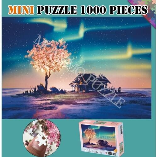 Wooden Mini Puzzle Toys Beautiful Aurora 1000 Pieces Jigsaw Puzzles for Adults Landscape Puzzles Games Kids Educational Toys