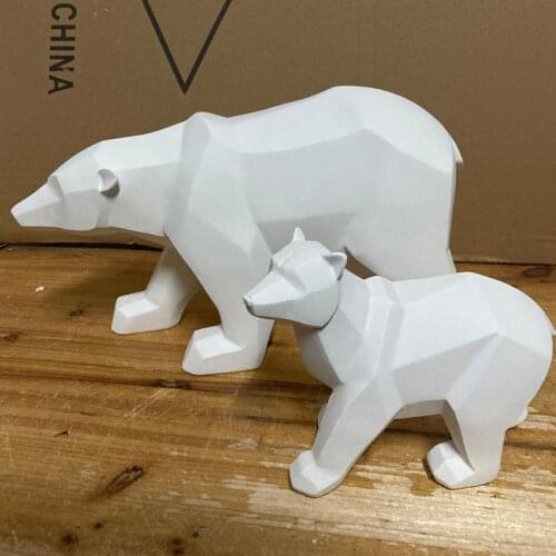 Home Decor Simple White Modern Abstract Sculpture Fashion Geometric Polar Bear Statue Desktop Ornaments Creative Decoration Gift