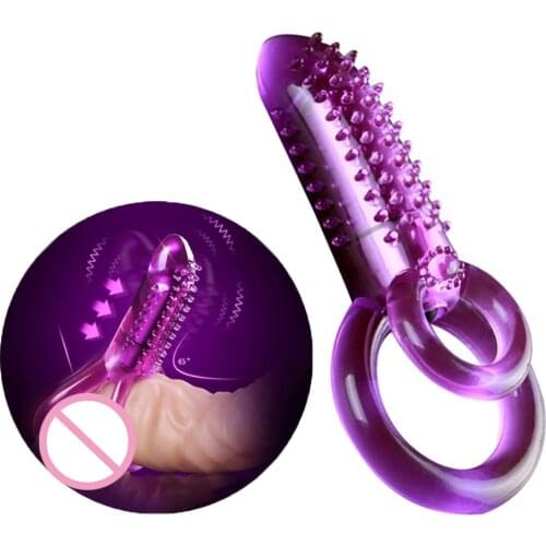 Double Vibrating Cock Ring Vibrator Male Time Delay Dual Ring Penis Sex Toys For Men Prolonging Climax Erotic Adult Sex Products