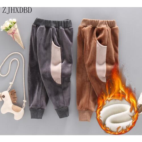 2-8Y Kids Jeans Boys Trousers Girls Pencil Pants Thick Fleece Baby Pant Boy Jeans Elastic Waist Toddler Jeans Children Clothes