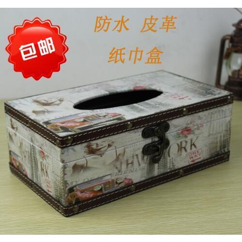 European creative pastoral waterproof tissue box tray pumping cute wooden barrel pumping paper napkin box fashion box