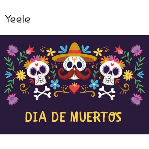 Yeele Day of The Dead Mexican Floral Sugar Skull Birthday Party Photography Background Decoration Backdrops For Photo Studio