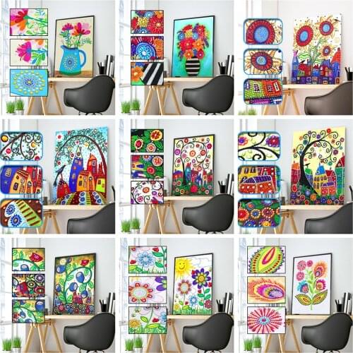 HUACAN Diamond Painting Tree 5D Diamond Embroidery Special Shaped Landscape Home Decor 24x34cm Sale