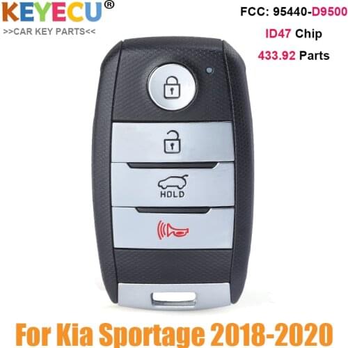 KEYECU Smart Remote Control Car Key for Kia Sportage 2018 2019 2020, Fob 4 Button - 433.92MHz - ID47 Chip - 95440-D9500