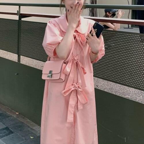 Korean Fashion Elegant Dress Women Summer 2021 Bubble Sleeve Casual Party Midi Dresses High Street Chic Designer One-piece Dress