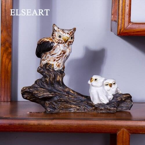 Creative owls with birds adornment lovely living room children room ceramic home decoration gifts