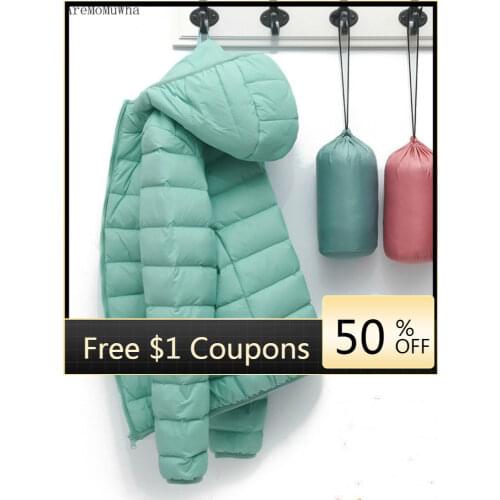 Lightweight Down Jacket Womens New Short Stand Collar Hooded Fashion Slim Autumn and Winter Womens Jacket Down Jacket Women