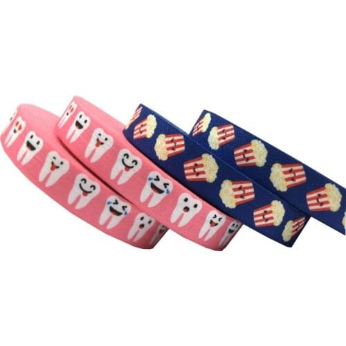 10Yard 16mm Popcorn Tooth Printed Fold Over Elastic Bands DIY Crafts Strap Bracelet Accessories Party Decoration