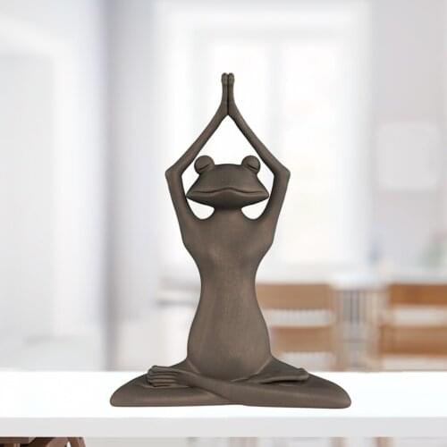 Meditating Frog Statue Resin Zen Animal Yoga Figurine for Outdoor Lawn Decor for Flower Beds, Fairy Gardens