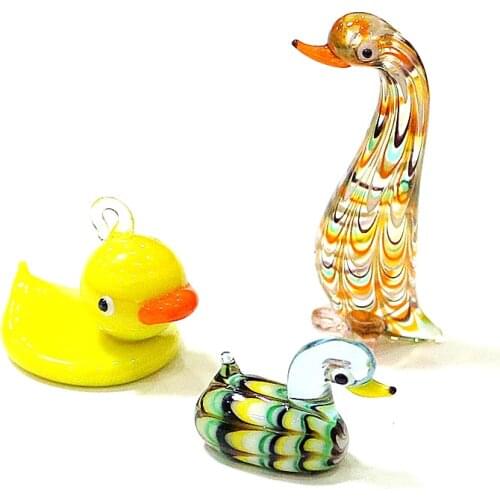 Cute Easter Animal Figurines Miniature Handmade Glass Duck Craft Ornaments Home Fairy Garden Micro Landscape Decoration Supplies