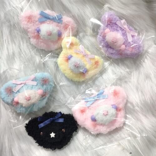 Multicolor Bear Plush Bear Hair Clip Brooch Cute Japanese Cute Barrettes Sweet Bowknot Kawaii Soft Sister Side Clip Cosplay