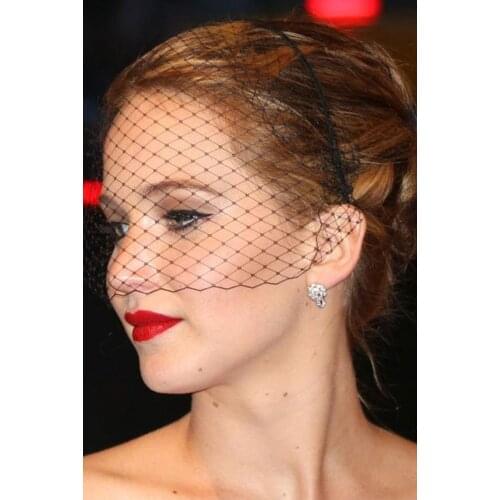 Fashion White Bowknot Wedding Veils Bridal Net Birdcage Veils Black Hair Accessories Elegant Large-Hole With Comb