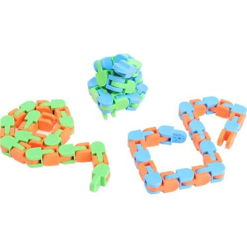 New 1pc Wacky Tracks Snap and Click Fidget Toys Kids Autism Snake Puzzles Classic Sensory Toy 28*1*1cm